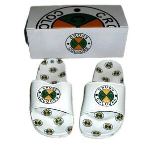 Cross Colours Logos Womens White Slides Sandals sz. 10 New with Box